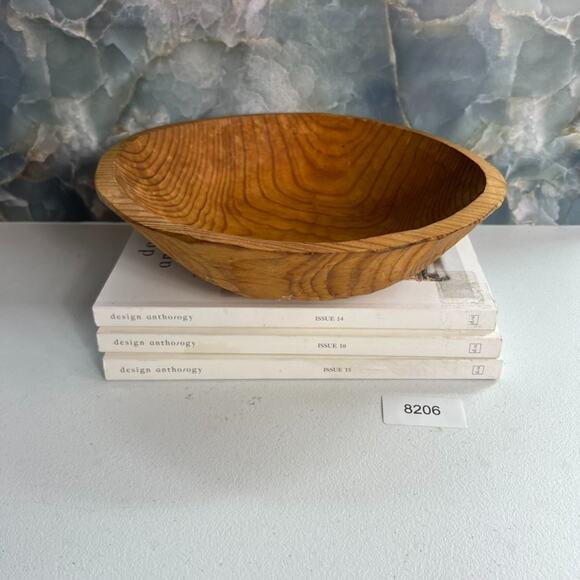 Vintage Primitive Folk Art Hand Carved Wood Serving Bowl 11" MCM - Picture 10 of 10